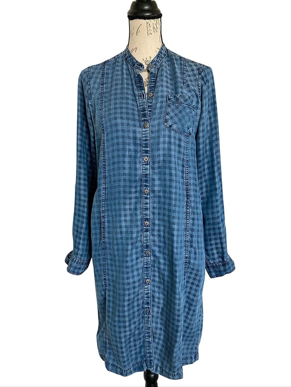 J. Jill Denim Chambray Shirt Dress XS Lyocell Western Casual Coastal Cowgirl